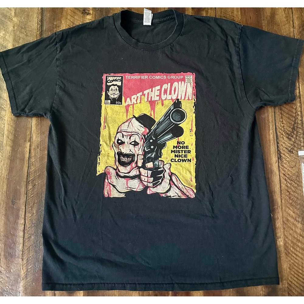 Terrifier Art the Clown Graphic T-Shirt Mens Large Black Horror Comic Book Tee